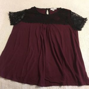 Cotton On wine with black lace soft knit size S